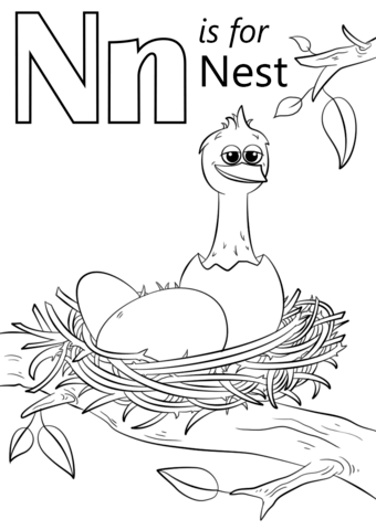 Letter N Is For Nest Coloring Page